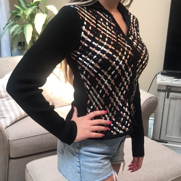 Vintage 90's Austin Reed Classic Silk Ribbed Cardigan Sweater Size M - Picture 3 of 12